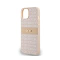 Pikkukuva 6 / 8: DKNY Leather Mono Stripe & Metal Logo - iPhone 14 / 15 / 13 -kotelo (vaaleanpunainen)