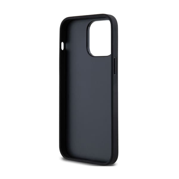 DKNY Leather Mono Stripe & Metal Logo - iPhone 14 Pro Max -kotelo (musta)