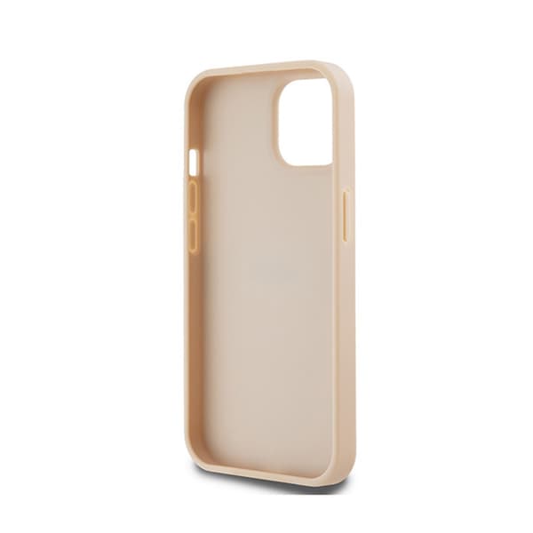 DKNY Leather Mono Stripe & Metal Logo - iPhone 15 Plus / 14 Plus -kotelo (vaaleanpunainen)