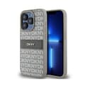Pikkukuva 1 / 8: DKNY Leather Mono Stripe & Metal Logo - iPhone 15 Pro Max -kotelo (beige)