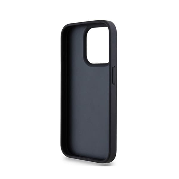 DKNY Leather Mono Stripe & Metal Logo - iPhone 15 Pro Max -kotelo (musta)