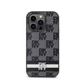 Miniatyrbillede 3 af 8: DKNY Læder Ternet Mono Mønster & Trykte Striber - iPhone 14 Pro Etui (Sort)
