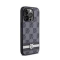 Miniatyrbillede 4 af 8: DKNY Læder Ternet Mono Mønster & Trykte Striber - iPhone 14 Pro Etui (Sort)