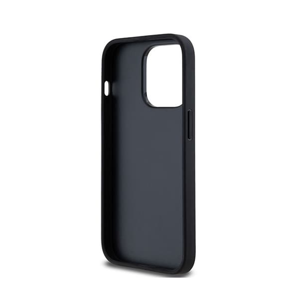 DKNY Læder Ternet Mono Mønster & Trykte Striber - iPhone 14 Pro Etui (Sort)