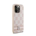 Miniatyrbillede 4 af 8: DKNY Læder Ternet Mono Mønster & Trykte Striber - iPhone 14 Pro Etui (Pink)