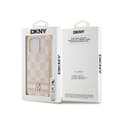Miniatyrbillede 8 af 8: DKNY Læder Ternet Mono Mønster & Trykte Striber - iPhone 14 Pro Etui (Pink)