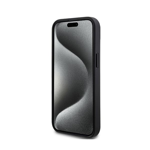 DKNY Nahkaruutukuvioinen yksikuvioinen kuvio ja painetut raidat - iPhone 14/15/13 -kotelo (musta)