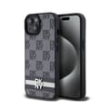 Pikkukuva 1 / 8: DKNY Nahkaruutukuvioinen yksikuvioinen kuvio ja painetut raidat - iPhone 14/15/13 -kotelo (musta)