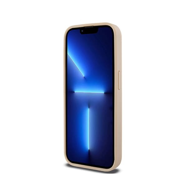 DKNY Nahkaruutukuvioinen yksikuvioinen kuvio ja painetut raidat - iPhone 15 Pro -kotelo (vaaleanpunainen)