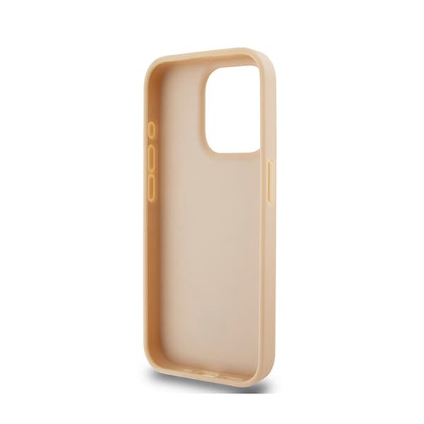 DKNY Nahkaruutukuvioinen yksikuvioinen kuvio ja painetut raidat - iPhone 15 Pro -kotelo (vaaleanpunainen)