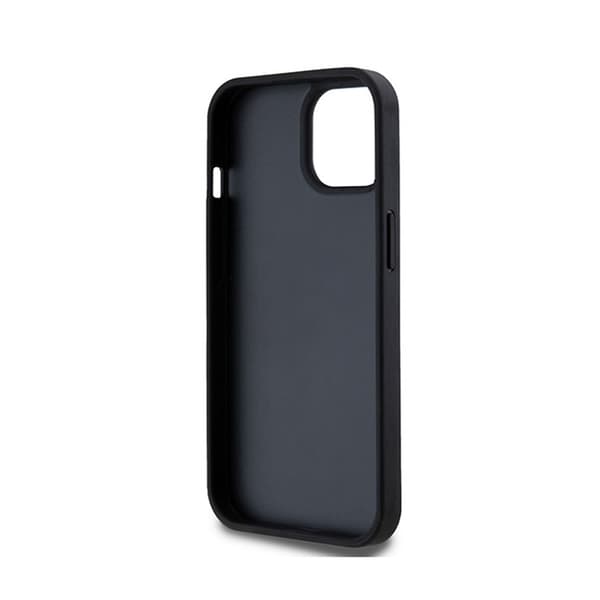 DKNY Nahkaruutukuvioinen yksikuvioinen kuvio ja painetut raidat - iPhone 15/14/13 -kotelo (musta)