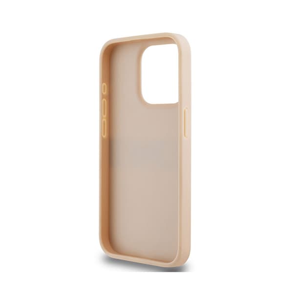 DKNY Leather Mono Stripe & Metal Logo - iPhone 15 Pro -kotelo (vaaleanpunainen)