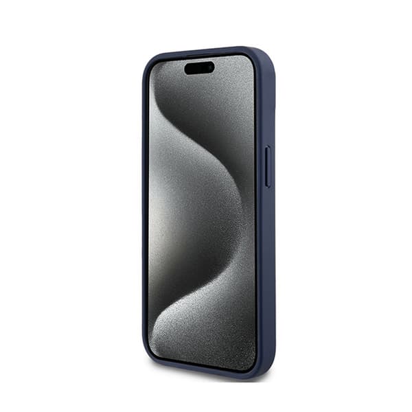 DKNY Læder Mono Stripe & Metal Logo - iPhone 15 / 14 / 13 Cover (Blå)