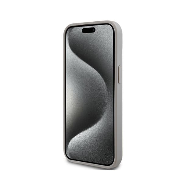 DKNY Læder Mono Stripe & Metal Logo - iPhone 15 / 14 / 13 Cover (Beige)
