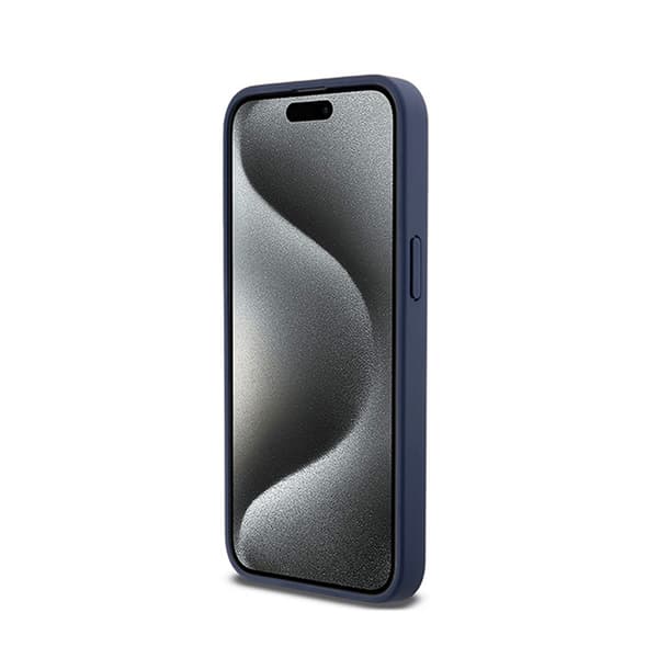DKNY Leather Mono Stripe & Metal Logo - iPhone 15 Pro Max -kotelo (sininen)
