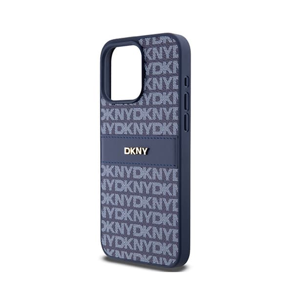 DKNY Leather Mono Stripe & Metal Logo - iPhone 15 Pro Max -kotelo (sininen)
