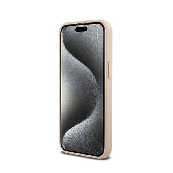 DKNY Leather Mono Stripe & Metal Logo - iPhone 15 Pro Max -kotelo (vaaleanpunainen)