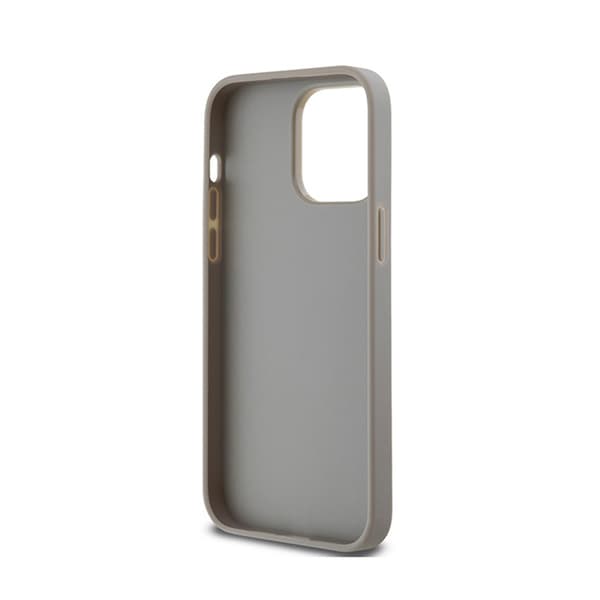 DKNY Leather Mono Stripe & Metal Logo - iPhone 14 Pro -kotelo (beige)