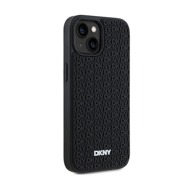 DKNY 3D-kumikuvio toistuvalla kuviolla - iPhone 15 / 14 / 13 -kotelo (musta)