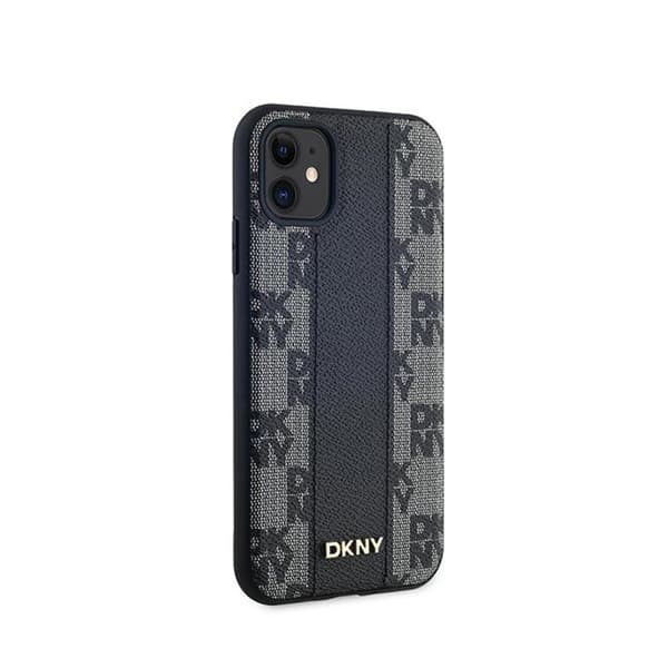 DKNY Nahkaruutukuvioinen Mono Pattern MagSafe - iPhone 11 -kotelo (musta)
