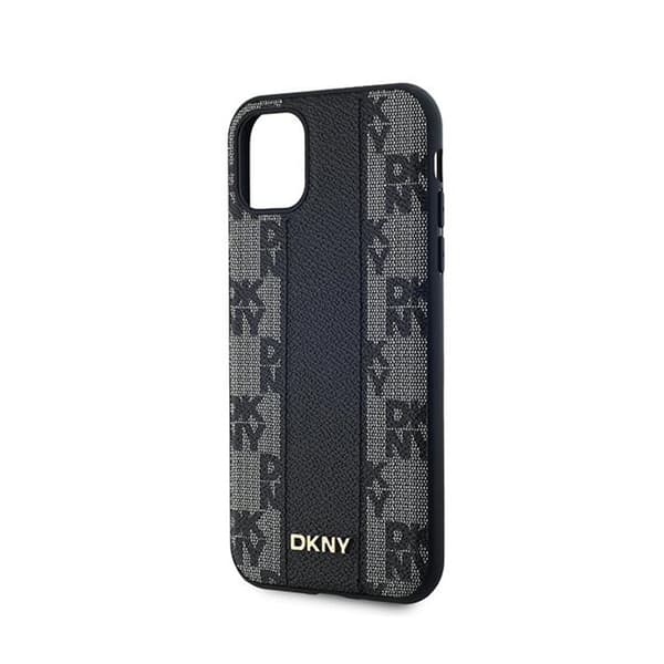 DKNY Nahkaruutukuvioinen Mono Pattern MagSafe - iPhone 11 -kotelo (musta)