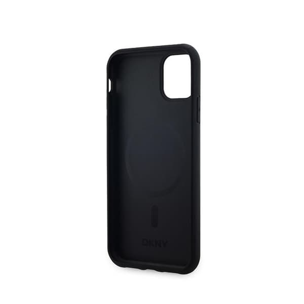 DKNY Nahkaruutukuvioinen Mono Pattern MagSafe - iPhone 11 -kotelo (musta)
