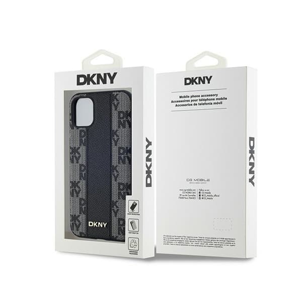 DKNY Nahkaruutukuvioinen Mono Pattern MagSafe - iPhone 11 -kotelo (musta)