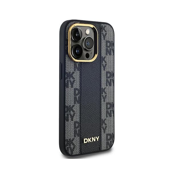 DKNY Læder MagSafe med Ternet Monomønster - iPhone 13 Pro Max Etui (Sort)