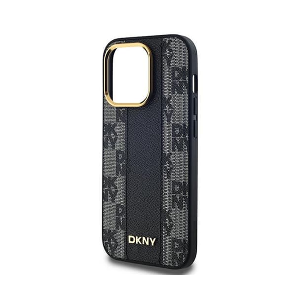 DKNY Læder MagSafe med Ternet Monomønster - iPhone 13 Pro Max Etui (Sort)