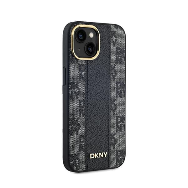 DKNY Nahkaruutukuvioinen MagSafe-suojakuori, yksikuvioinen kuviointi - iPhone 15 Plus / 14 Plus -kotelo (musta)