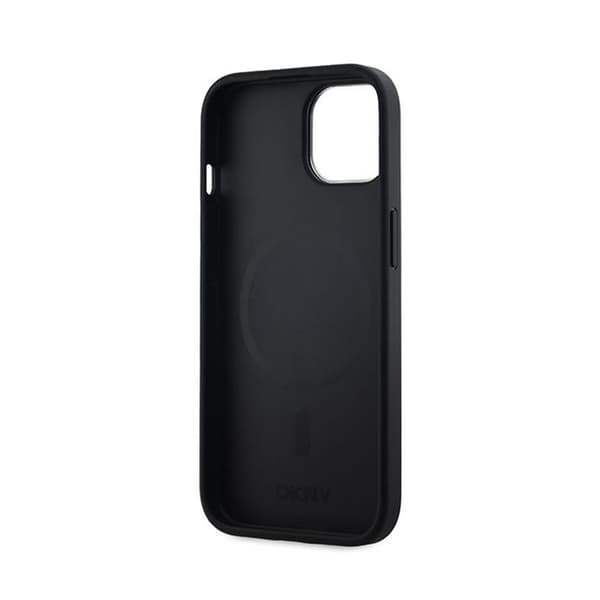 DKNY Nahkaruutukuvioinen MagSafe-suojakuori, yksikuvioinen kuviointi - iPhone 15 Plus / 14 Plus -kotelo (musta)
