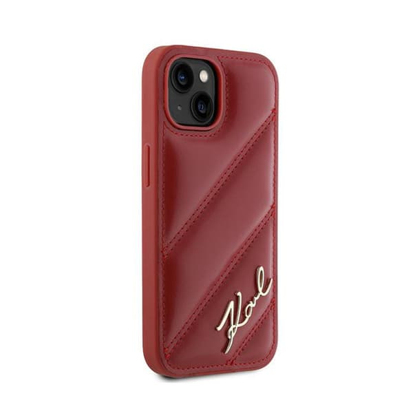 Karl Lagerfeld Diagonal Quilted Script - iPhone 15 / 14 / 13-skal (rött)