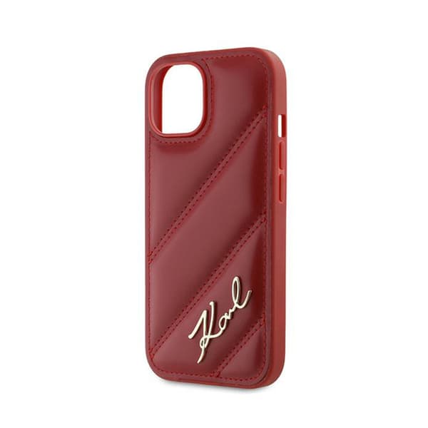 Karl Lagerfeld Diagonal Quilted Script - iPhone 15 / 14 / 13-skal (rött)