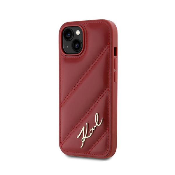 Karl Lagerfeld Diagonal Quilted Script - iPhone 15 / 14 / 13-skal (rött)