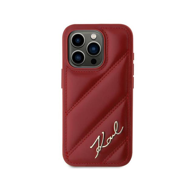 Karl Lagerfeld Diagonal Quilted Script - iPhone 15 Pro Max cover (rød)