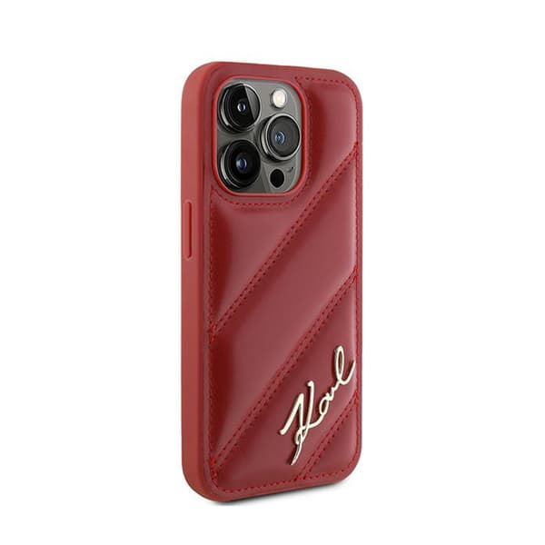 Karl Lagerfeld Diagonal Quilted Script - iPhone 15 Pro Max cover (rød)