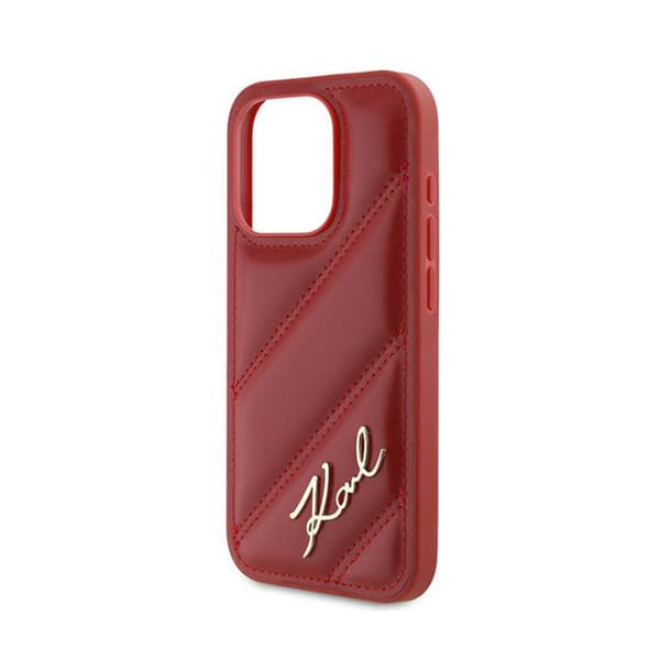 Karl Lagerfeld Diagonal Quilted Script - iPhone 15 Pro Max cover (rød)