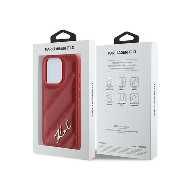 Karl Lagerfeld Diagonal Quilted Script - iPhone 15 Pro Max cover (rød)