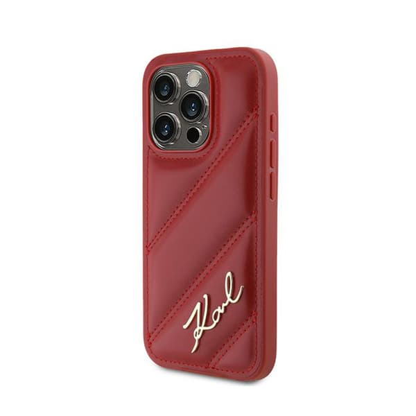 Karl Lagerfeld Diagonal Quilted Script - iPhone 15 Pro Max cover (rød)