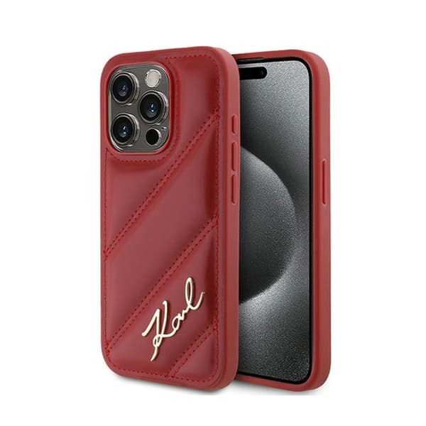 Karl Lagerfeld Diagonal Quilted Script - iPhone 15 Pro Max cover (rød)