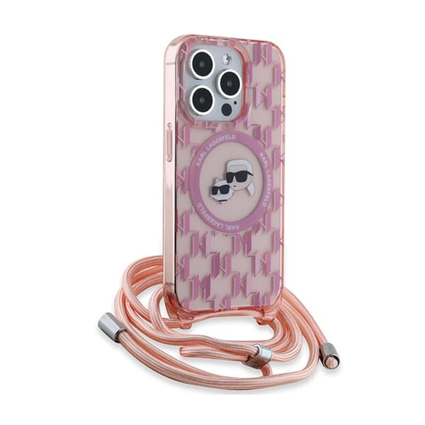 Karl Lagerfeld IML Crossbody Monogram Karl & Choupette Head MagSafe - iPhone 15 Pro cover (lyserød)