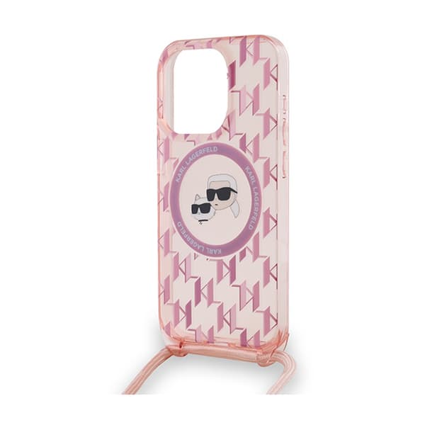 Karl Lagerfeld IML Crossbody Monogram Karl & Choupette Head MagSafe - iPhone 15 Pro cover (lyserød)