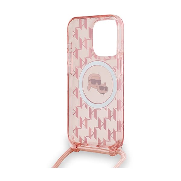 Karl Lagerfeld IML Crossbody Monogram Karl & Choupette Head MagSafe - iPhone 15 Pro cover (lyserød)