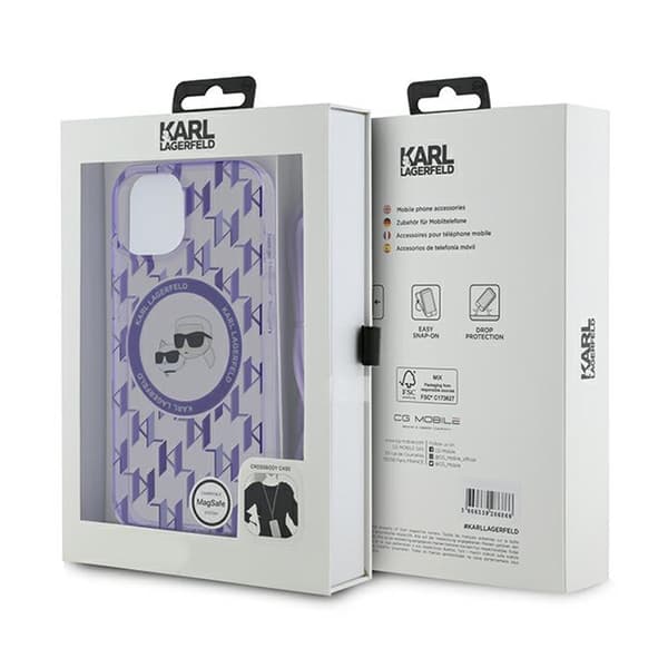 Karl Lagerfeld IML Crossbody Monogram Karl & Choupette Head MagSafe - iPhone 15 / 14 / 13 Cover (Lilla)