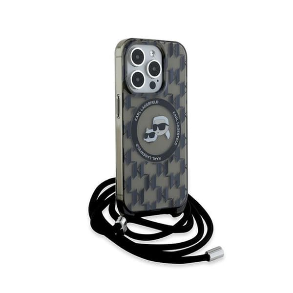 Karl Lagerfeld IML Crossbody Monogram Karl & Choupette Head MagSafe - iPhone 15 Pro Max -kotelo (musta)