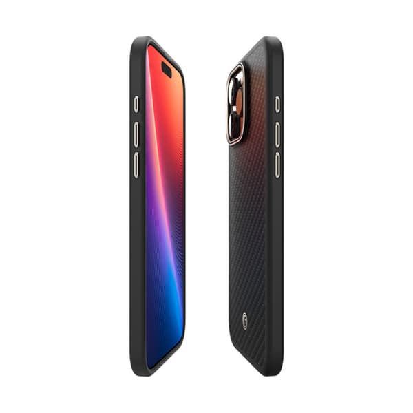 Spigen Enzo Aramid Mag MagSafe - iPhone 16 Pro -suojakuori (Musta / Luonnonvärinen)