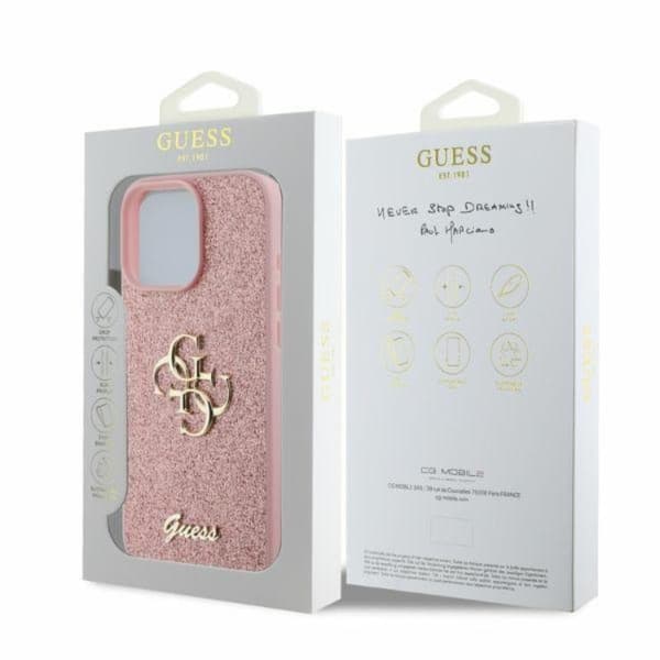 Guess Fixed Glitter Big 4G - iPhone 16 Pro Max cover (lyserød)