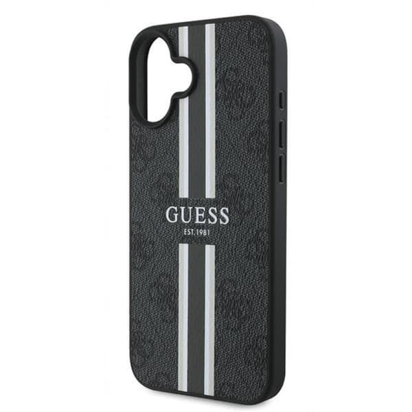 Guess 4G Printed Stripes MagSafe - iPhone 16 Plus -suojakuori (musta)