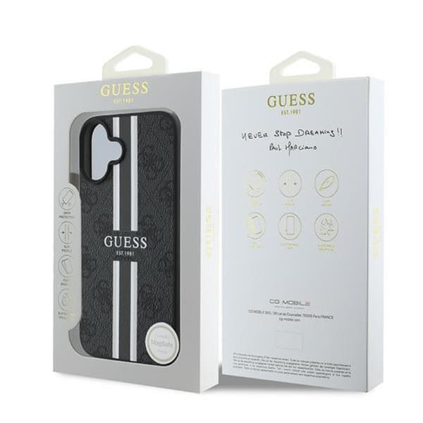 Guess 4G Printed Stripes MagSafe - iPhone 16 Plus -suojakuori (musta)