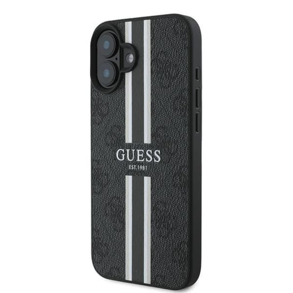 Guess 4G Printed Stripes MagSafe - iPhone 16 Plus -suojakuori (musta)